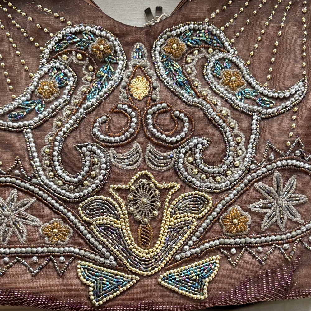 Aldo Beautiful Brown Beaded Hobo Bag - Picture 4 of 12